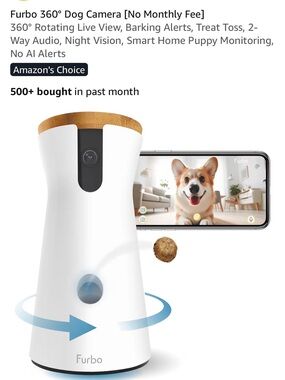 Furbo 360° Interactive Dog Camera & Treat Dispenser - White with Tan Top